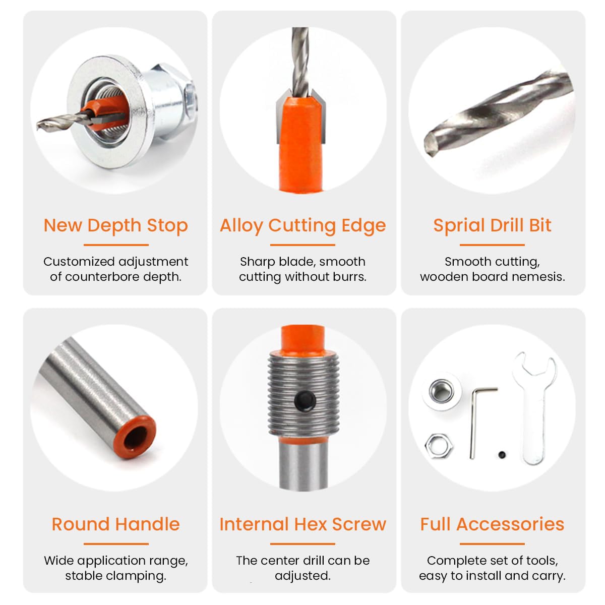 Serplex 5Pcs Carbide Tipped 90° Countersink with Adjustable Low Friction Depth Stop Multifunctional Round Shank Bore Woodworking Drill Bit Taper Drill Bit Counterbore Drill Bit Wood Working Tools Serplex 5Pcs Carbide Tipped 90° Countersink with Adjustable Low Friction Depth Stop Multifunctional Round Shank Bore Woodworking Drill Bit Taper Drill Bit Counterbore Drill Bit Wood Working Tools